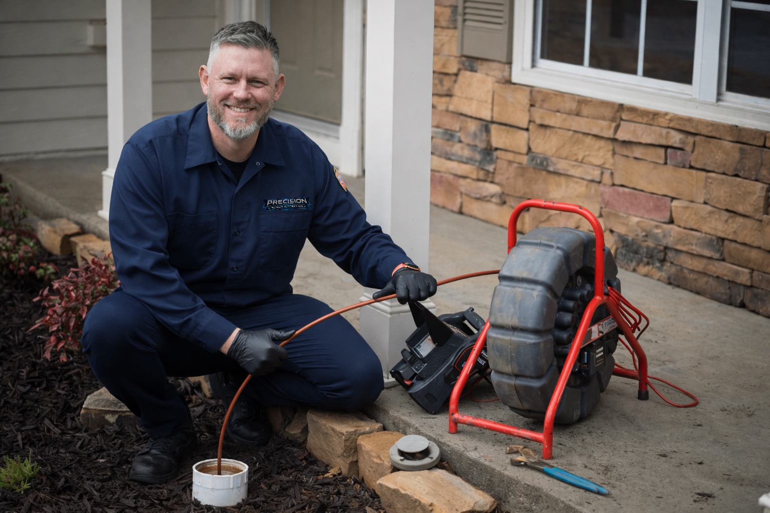 Precision Sewer Inspection technician with professional equipment